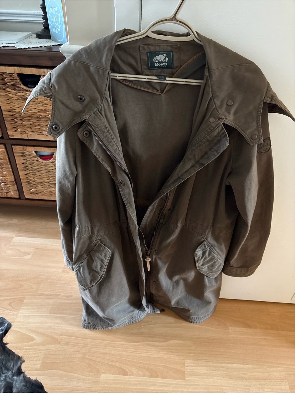 Roots women’s Hooded Jacket in Olive/brown